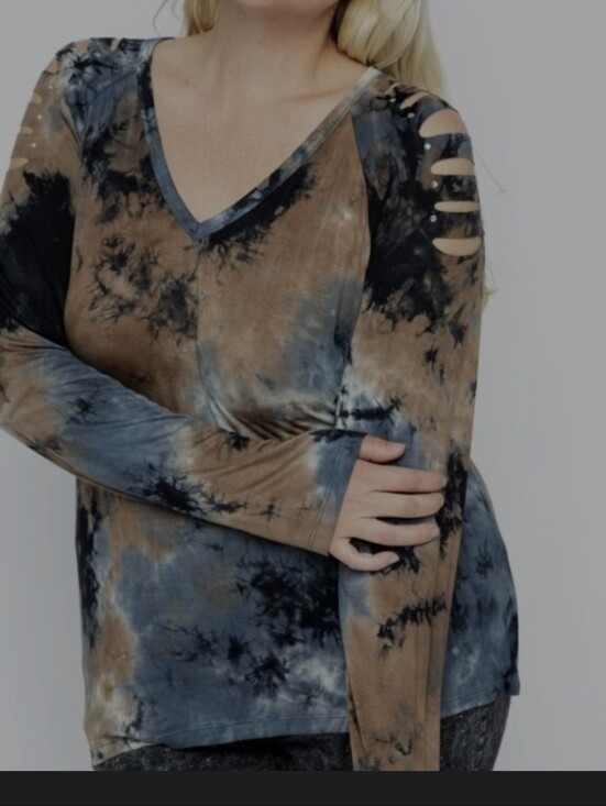 Vocal Tops - New Vocal Boho Sarah Top With Lsser-cut and Rhinestone Details.  XL